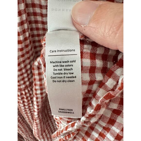 DOWNEAST | Red White Gingham Tiered Midi Skirt | Medium - Picture 6 of 6